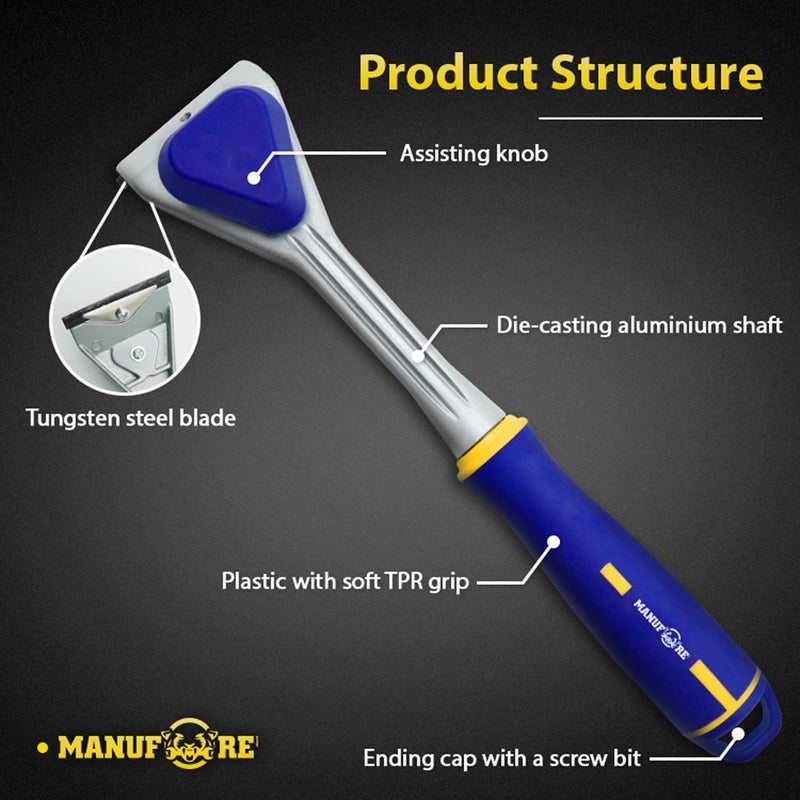 MANUFORE Paint Scraper with 2.5 Inch Double-edged Tungsten Steel Carbide Scraper for removing paint, glue, grout - Image 2